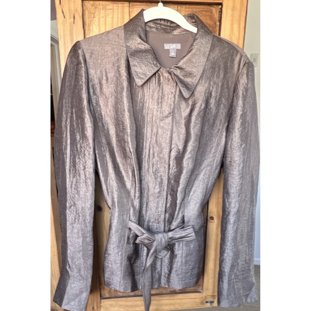 J. Jill Women's Brown JKT Full Zip Pockets Lined Jacket Size 14